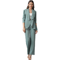 KOTTY Women's Solid Relaxed Fit 3/4 Sleeve Co-ord Blazer and Trouser Set.