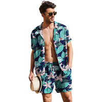 GRECIILOOKS Mens Casual Rayon Regular Fit Co-Ord Set (Blue, X-Large)