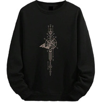 TAGAS Men's Fleece Year Round Replenishable Round Neck Regular Fit Sweatshirt (MSS-1-COMPASS-BLACK-XXL_Black_2XL)