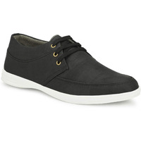 LEE GREEM Men's Black Comfortable & Smart Canvas Lace Up Running Walking Casual Canvas Shoes Sneakers 8 UK IND