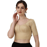 Sft Women's Cotton V Back Half Sleeve Readymade Stylish Elegant Stitched Blouse (423 Arya Skin - XXL)