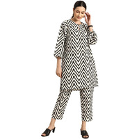 rytras Women's Printed Straight Kurta and Pant Set(White,M)