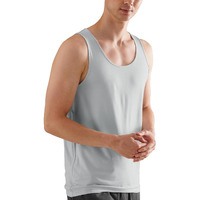 DAMENSCH Men's NEO-Skin Anti-Microbial Slub Vest- Anti-Odor-Bamboo Rayon Fabric- Round Neck- Pack of 1- Crisp Grey- Large
