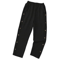 TOPLOT Women Casual Slanted Pocket Elastic Waist Tapered Pants (Button-Pant-5192-Black-34)