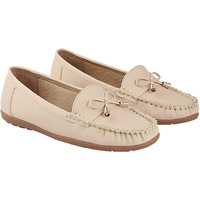Shoetopia Women's Block Heel Loafers Cream
