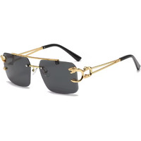 Dervin Retro Rimless Diamond Cut Rectangular sunglasses for Men and Women (Black)