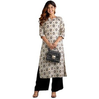 FABNEX kurta set for women | Women Kurta | Women Kurta Sets Kurtis | Women Kurta Pant Set | Women Kurta Pant Set Women Kurti Set with Pant (K-87) (Off White, 2XL)