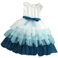 TAGAS Baby-Girl's Mesh Fit and Flare Knee-Length Dress (KD-203_Blue_9 Years-10 Years)