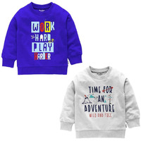 NammaBaby Boys' T-Shirt Chest Printed Full Sleeves Sweatshirt for Light Winters Pack of 2 Navy-Grey