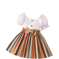TAGAS Baby-Girl's Mario Rib A-Line Knee-Length Dress (KD-202_Orange_4 Years-5 Years)
