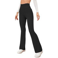 GRECIILOOKS Regular Fit High-Waisted Pants | Korean Trousers for Women (GL-TR772_Black_M)