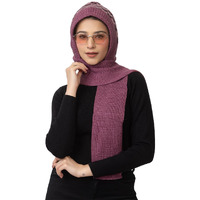 AMOLDO Women's Winter Woolen Warm Soft Knitted Designer Muffler Beanie Cap with Fleece | Fur Printed Woolen Hat with Attached Scarf for Cold Weather (in, Alpha, Free Size, Purple)