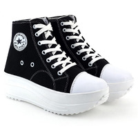 BADLAV Women Lace Up Platform Sneakers Comfortable Casual Fashion Sneaker Walking Shoes (F-702) (Black-05)