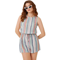 OM SAI LATEST CREATION Women's Regular Knee Length Short Jumpsuit (Medium, Blue),OSLC-WD-1020