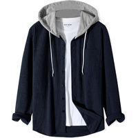 Noble Monk Men's Solid Regular Fit Shirt | Shirt with Hood | Full Sleeves Hooded Shirt for Men