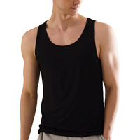 DAMENSCH Men's Neo-Skin Anti-Microbial Slub Anti-Odour-Bamboo Rayon Fabric Round Neck Vest (Natural Black, Large)