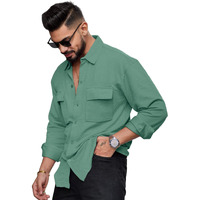 Noble Monk Men's Solid Casual Shirt |Full Sleeve | Regular Fit |Stylish Shirt for Men Malachite Green