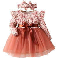 Niren Enterprise Miller Floral Printed Full Sleeve Cotton Baby Frock (Brown Miller, 1-2Y)