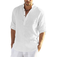 Zombom Men's Solid Cotton Blend Full Sleeve Regular Fit Straight Kurta Shirt, White, 2XL, Pack of 1