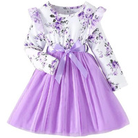 Niren Enterprise Girls Modal and net Fabric Full Sleeve Knee Length Frock (Purple COCHOA, 9-10Y)
