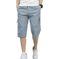 TAGDO Men's Solid Cotton Shorts (RF-Cotton-Shorts-2003-Silver-L)