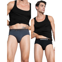 DAMENSCH Men's Regular Fit Solid Cotton Briefs Underwear | Supima-Modal, Stretchy Fabric, Anti-Bacterial and Microfibre Waistband Innerwear for Men, Briefs for Men-Black Knight,Charcoal Dust-L
