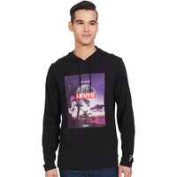 Levis Mens Pure Cotton Neck Hooded Slim Fit Sweatshirt (A2663-0002_Caviar Black_M)