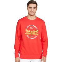 Levis Mens Cotton Crew Neck Regular Fit Sweatshirt (59638-0153_Poppy Red_Large)