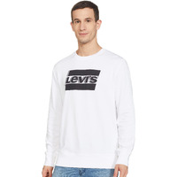 Levis Mens Cotton Crew Neck Regular Fit Sweatshirt (59638-0174_Brilliant White, X_Large)