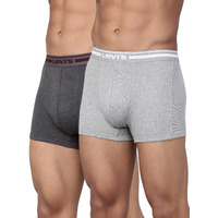 Levis Mens Cotton Style #003 Comfort Regular Fit Solid Trunk (Pack of 2) (#003-TRUNK-LT DK GMEL-P2_Light, Dark Grey Melange_M)