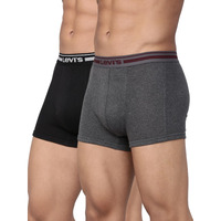 Levis Mens Cotton Style #003 Comfort Regular Fit Solid Trunk (Pack of 2) (#003-TRUNK-DK GMEL/BLK-P2_Dark Grey Melange, Black_L)
