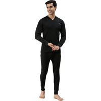 Lux Cottswool Mens Cotton Thermal Set (COTT_Black_FS_Vneck_TRO_Set_M-85)
