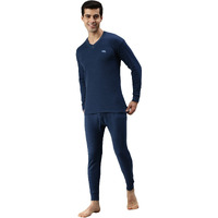 Lux Cottswool Mens Cotton Thermal Set (COTT_Blue_FS_Vneck_TRO_Set_2XL-100)