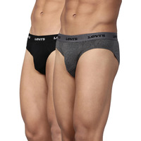 Levis Mens Cotton Style #009 Neo Regular Fit Solid Brief (Pack of 2) (#009-BRIEF-DK GMEL/BLK-P2_Dk. Grey Melange,Black_M)