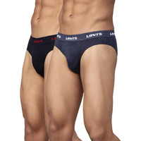 Levis Mens Cotton Style #009 Neo Regular Fit Solid Brief (Pack of 2) (#009-BRIEF-NAVY/NAVY Mel-P2, Navy Melange_L)