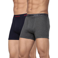 Levis Mens Cotton Style #001 Classic Regular Fit Solid Boxer (Pack of 2) (#001-BOXER Brief-DK GMEL/Navy-P2_Dark Grey Melange, M)