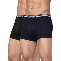 Levis Mens Cotton Style #003 Comfort Regular Fit Solid Trunk (Pack of 2) (#003-TRUNK-BLK/NAVY-P2_Black, Navy_L)