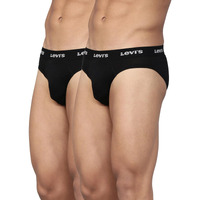 Levis Mens Cotton Style #009 Neo Regular Fit Solid Brief (Pack of 2) (#009-BRIEF-BLK/BLK-P2_Black_L)