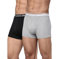 Levis Mens Cotton Style #003 Comfort Regular Fit Solid Trunk (Pack of 2) (#003-TRUNK-LT GMEL/BLK-P2_Light Grey Melange, Black_M)