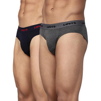 Levis Mens Cotton Style #009 Neo Regular Fit Solid Brief (Pack of 2) (#009-BRIEF-DK GMEL/Navy-P2_Dk. Grey Melange, XL)