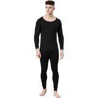 Levis Round Neck Full Sleeve Thermal Top and Bottom Set for Mens (Black)