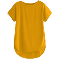Fabricorn Women's Yellow Solid Regular Fit Short Sleeve Casual T-Shirt, Small Size