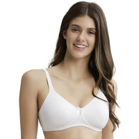 Jockey 1722 Women's Wirefree Non Padded Super Combed Cotton Elastane Stretch Medium Coverage Everyday Bra with Concealed Shaper Panel and Adjustable Straps_White_32B