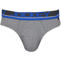 Jockey Men's Cotton Briefs (Pack of 1) (FP02_Grey Melange & Neon Yellow_Large_Grey, Yellow_L)