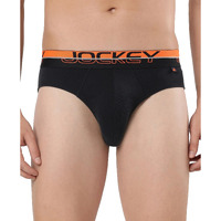 Jockey Men's Cotton Briefs (Pack of 1) (FP02_Navy_Large_Navy & Neon Orange_L)