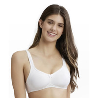 Jockey 1250 Women's Wirefree Non Padded Super Combed Cotton Elastane Stretch Full Coverage Everyday Bra with Contoured Shaper Panel and Adjustable Straps_White_34C