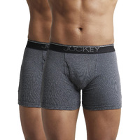 Jockey Men's Super Combed Cotton rib fabric Boxer Briefs with Front Fly, Ultrasoft and Durable waistband (Pack of 2) 8009_Charcoal Melange_S