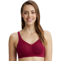 Jockey FE41 Women's Wirefree Non Padded Super Combed Cotton Elastane Stretch Full Coverage Everyday Bra with Concealed Shaper Panel and Broad Fabric Straps_Beet Red_36C