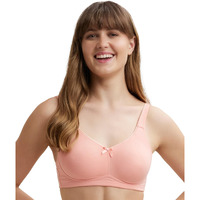Jockey FE41 Women's Wirefree Non Padded Super Combed Cotton Elastane Stretch Full Coverage Everyday Bra with Concealed Shaper Panel and Broad Fabric Straps_Candlelight Peach_38D