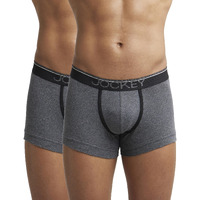 Jockey Men's Super Combed Cotton rib fabric Trunks with Ultrasoft and Durable waistband & Engineered to prevent thigh ride up (Pack of 2) 8015_Charcoal Melange_M
